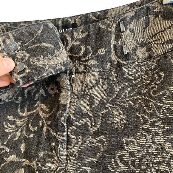 Womens Harolds Black Gold Floral Tapestry Wide Leg Cotton Denim Jeans Size 12 - Picture 10 of 16